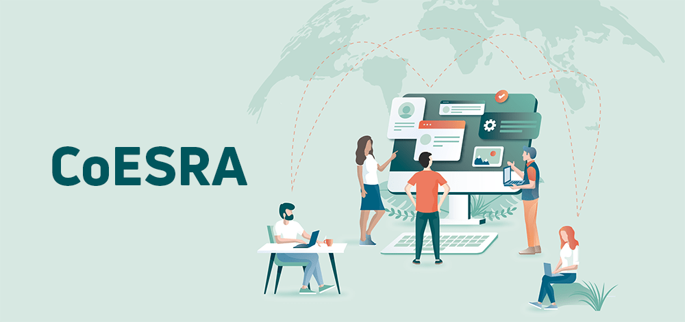 Illustration depicting the use of the CoESRA virtual workspace | Featured image for the CoESRA Page of TERN.