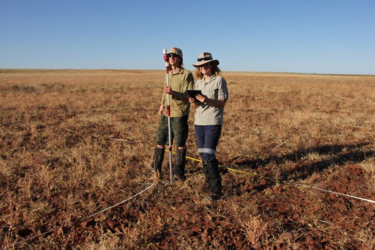 Photo of people condcting tests in a paddock | Featured Image for Next-Gen DNA Sequencing for Improved Environmental Impact Assessments Blog Page by TERN.