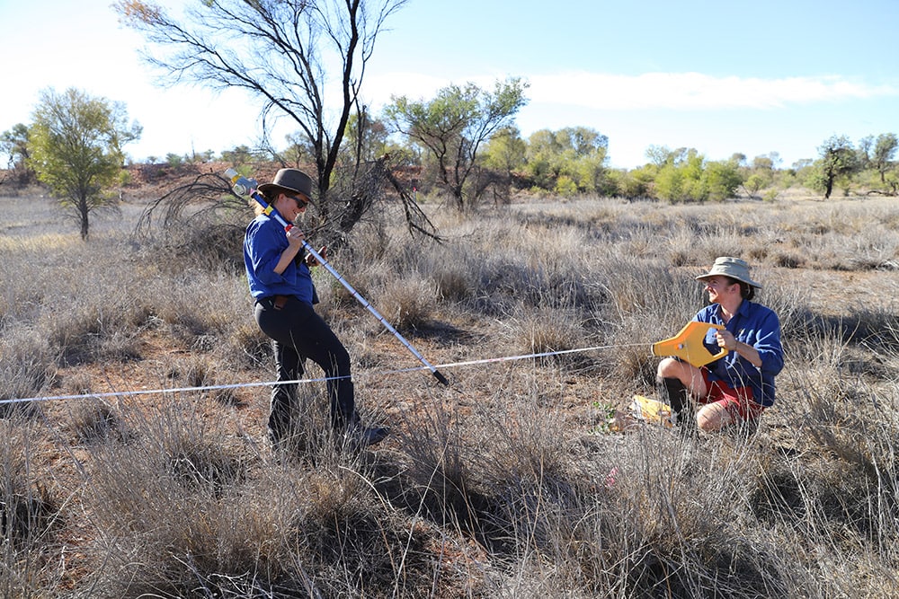 Research team collecting field data | Featured image for the Environmental Monitoring Systems Page of TERN.