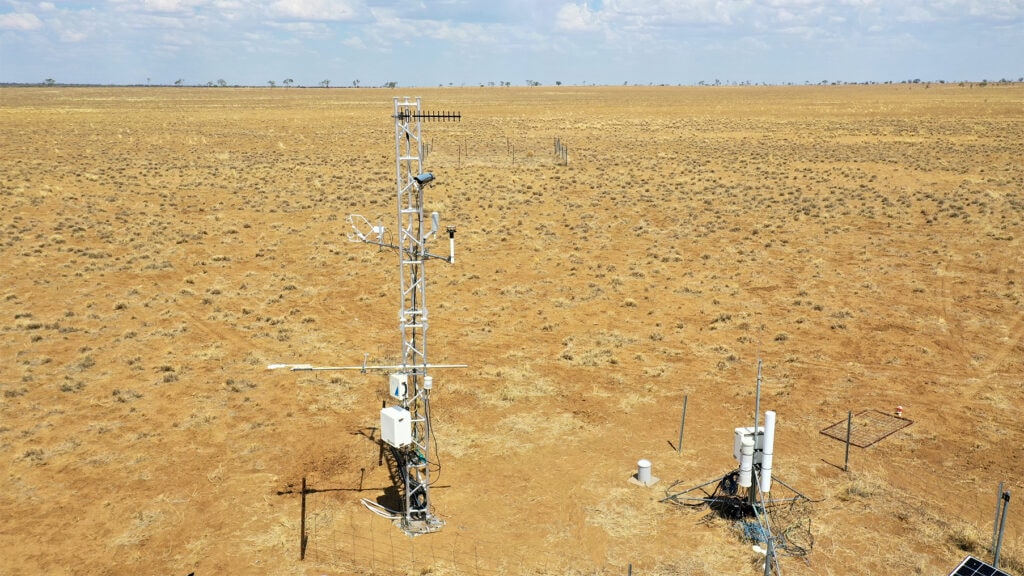 Longreach Mitchell Grass Rangeland Flux station | Featured Image for Flux Research Infrastructure Helps Industry Monitor Agricultural Soil Carbon Sequestration page by TERN.