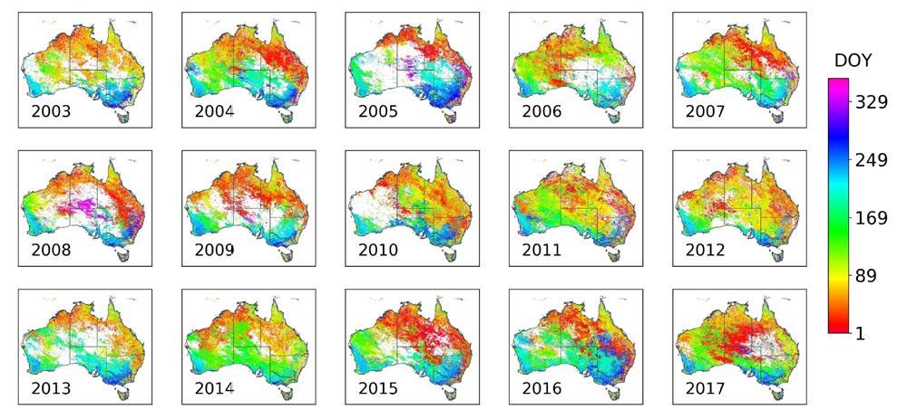 Changes to Australia's DOY landscape from 2003 | Featured Image for Science Symposium Abstracts page by TERN.