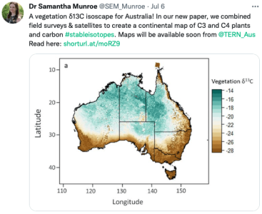 Vegetation and carbon isoscape of Australia | Featured Image for a Vegetation Carbon Isoscape for Australia by TERN.