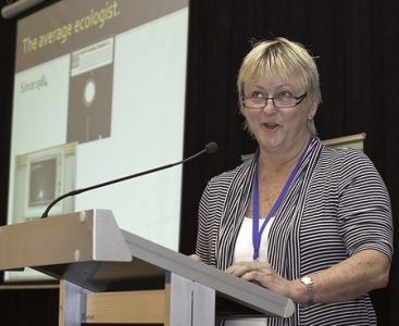 A Commodore computer and floppy discs … Kris French reminds the audience how
data was stored and analysed in the 1980s